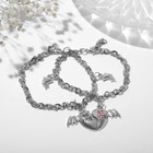 Браслеты «Неразлучники» половинки сердца с ключами, цвет красный в серебре, 17 размер - фото 7785912