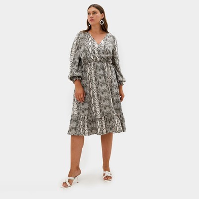 Платье женское миди MIST plus-size, бежевое, размер 52
