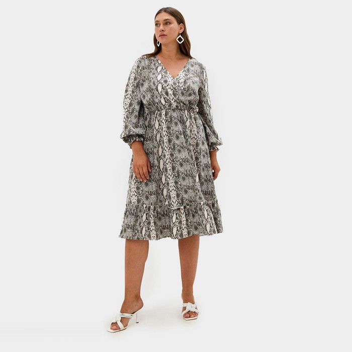 Платье миди женское MIST plus-size, размер 58, бежевое