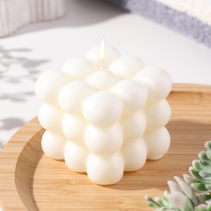 Свеча фигурная ароматическая Бабл куб, 5,5х6 см, кокос