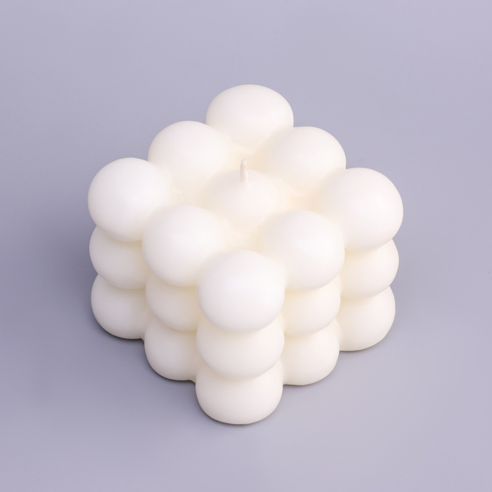 Свеча фигурная ароматическая "Бабл куб", 5,5х6 см, кокос - Фото 1
