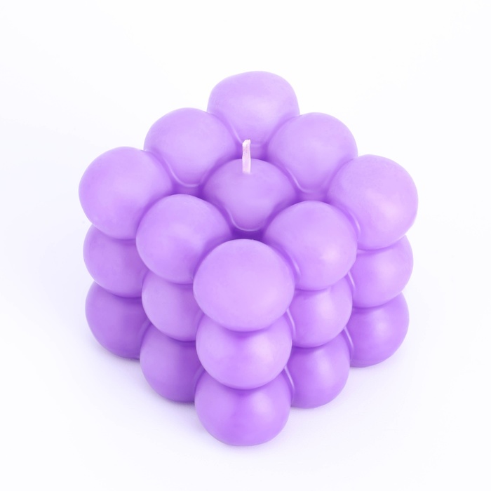 Свеча фигурная ароматическая "Бабл куб", 5,5х6 см, лаванда - Фото 1