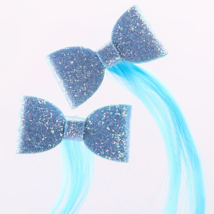Набор прядей для волос на зажиме "Бантики", Холодное сердце, 2 шт, голубые, 40 см 28923