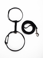 Комплект для кошек, ширина 1 см, ОШ 16.5-27 см, ОГ 21-35 см, поводок 120 см, чёрный - Фото 4