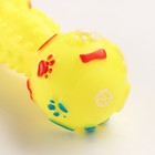 Игрушка пищащая "Гантель с лапками" для собак, 13 см, жёлтая - Фото 3