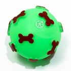 Игрушка пищащая "Мяч Косточки" для собак, 5,5 см, зеленая - Фото 2
