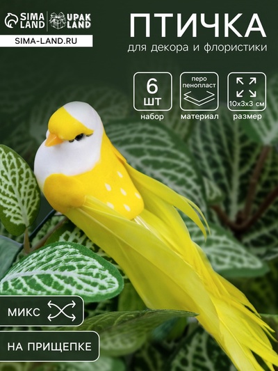 Декор на прищепке «Птица», МИКС, 10×3×3 см