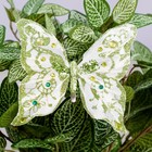 Декор на прищепке "Бабочка", зеленый, 13 см - Фото 2