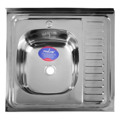 УЦЕНКА Мойка кухонная MIXLINE 527967, накл., толщ. 0.4 мм, 60×60×16 см, левая, выпуск 1 1/2"