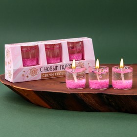 

Новогодние гелевые свечи (3 шт.) «С Новым годом!», без аромата, набор