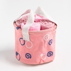 Набор салфеток махровых универсальных в корзинке Этель «Фигуры» 30×30 см-5 шт.,100% хлопок,340 г/м² 7986988