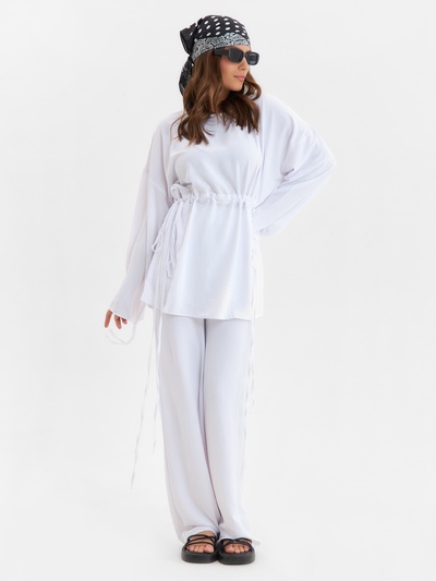 Костюм женский (туника, брюки) MINAKU: Casual Collection, размер 42, белый
