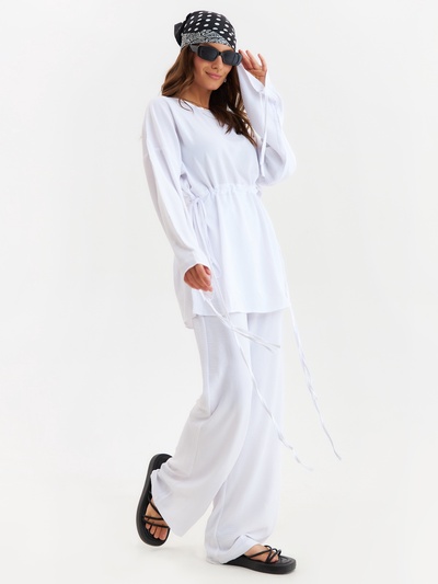Костюм женский (туника, брюки) MINAKU: Casual Collection, размер 42, белый