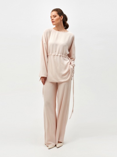Костюм женский (туника, брюки) MINAKU: Casual Collection, размер 42, бежевый