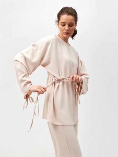 Костюм женский (туника, брюки) MINAKU: Casual Collection, размер 42, бежевый