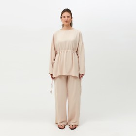Костюм женский (туника, брюки) MINAKU: Casual Collection цвет бежевый, размер 50