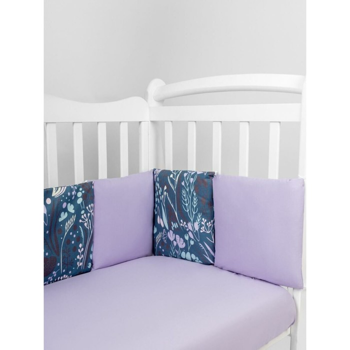 Бортик в кроватку 12 предметов AmaroBaby Flower dreams, фиолетовый - фото 1908921137