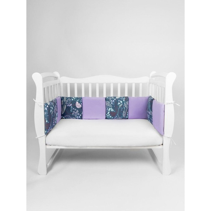 Бортик в кроватку 12 предметов AmaroBaby Flower dreams, фиолетовый - фото 1892776839