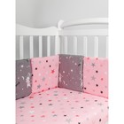 Комплект в кроватку 15 предметов (3+12 подушек-бортиков) AmaroBaby Princess, серый/розовый - Фото 3