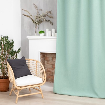 Штора портьерная Этель "Структурная", цвет светло-зеленый, на шторной ленте 145*265 см,100% п/э