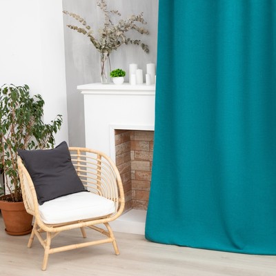 Штора портьерная Этель «Структурная», цвет синий, на шторной ленте, 270×300 см, 100% п/э