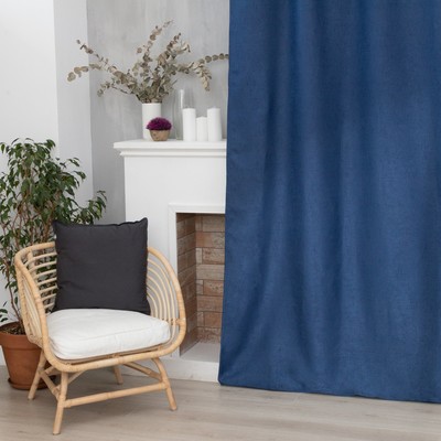 Штора портьерная «Этель. Классика», 250×265 см, синяя