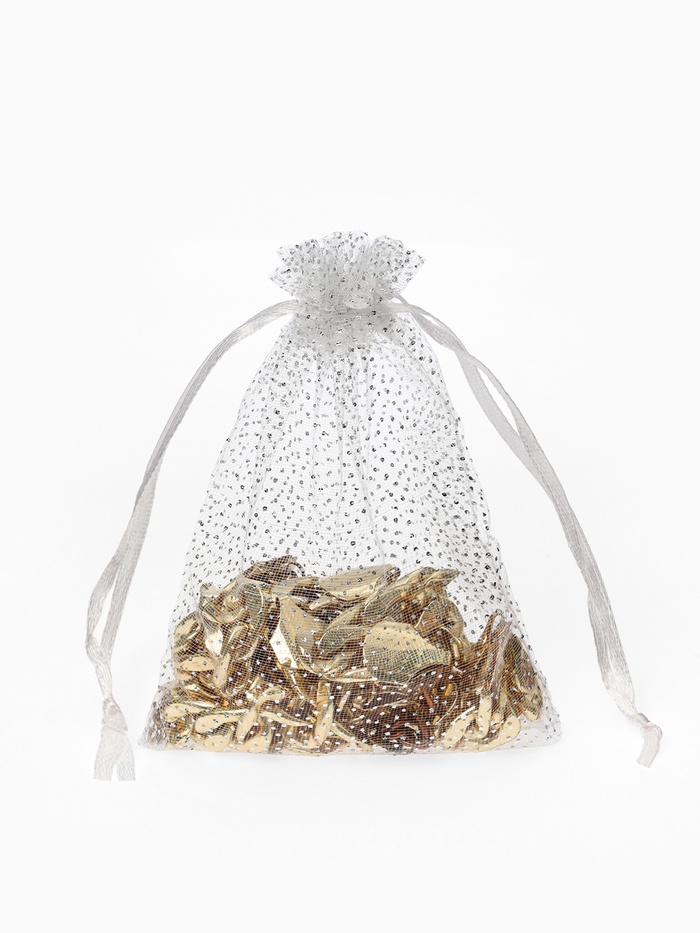 Мешочек подарочный «Тиснение», 10×12 см ( ± 1 см), бело-серебристый - Фото 1