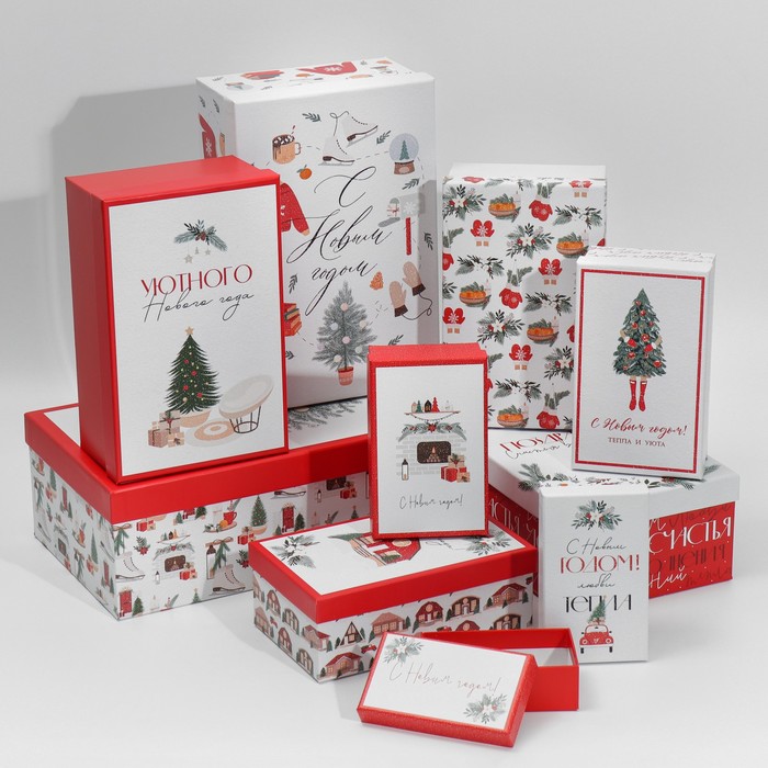Набор подарочных коробок 10 в 1 «Тепла и уюта», 12 × 7 × 4 - 32.5 × 20 × 12.5 см