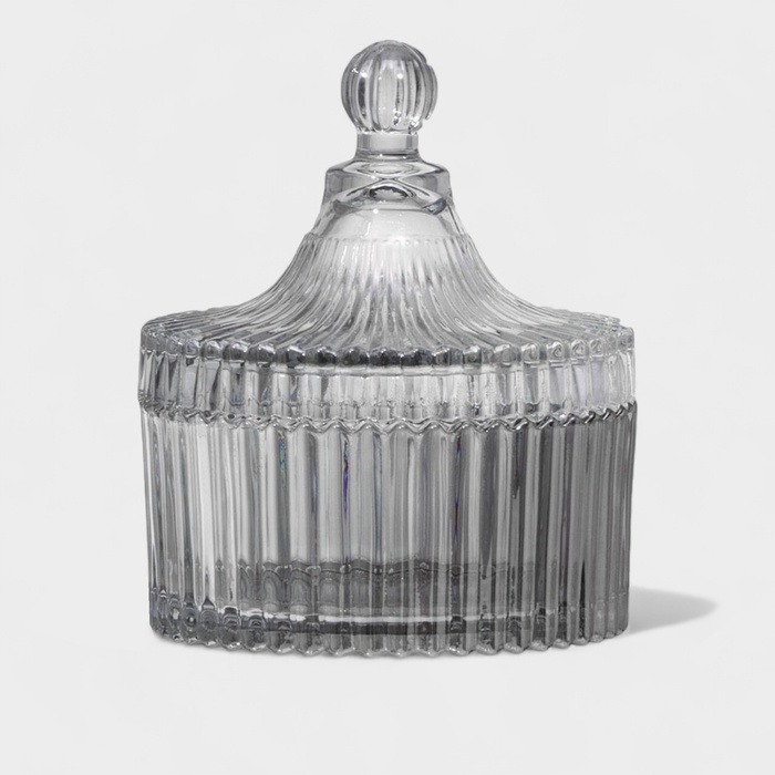 Сахарница Доляна «Царская», 250 мл, 10.5×13 см, стекло, серая - Фото 1