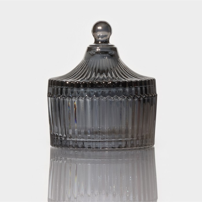Сахарница стеклянная Доляна «Царская», 250 мл, 10,5×13 см, цвет серый - фото 1889818779