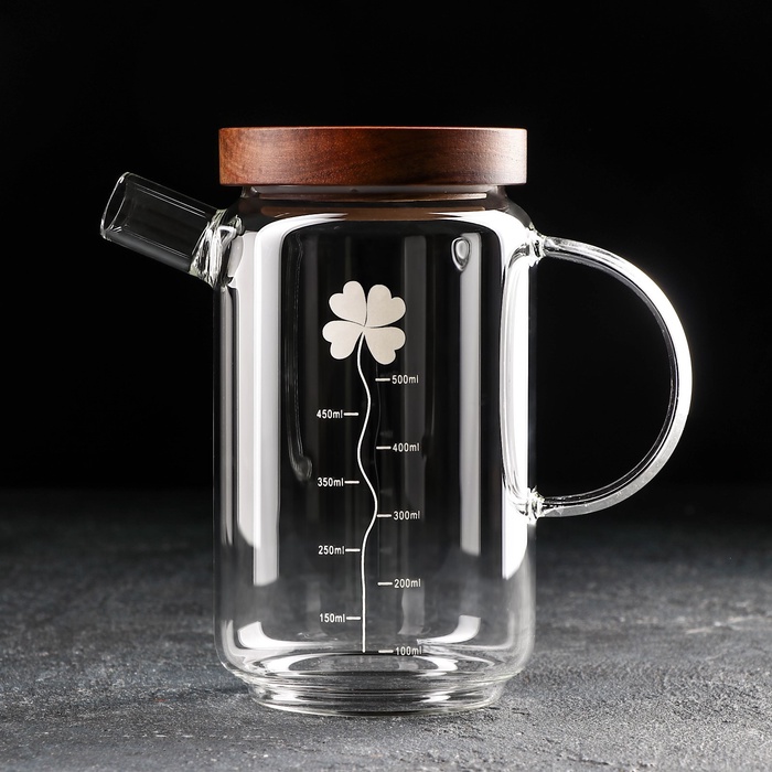 Кувшин для воды с крышкой «Эко. Флора», 650 мл, 9×16 см, стекло - Фото 1