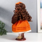 Кукла коллекционная керамика "Василиса в ярко-оранжевом платье, с рюшами, с сумочкой" 30 см - Фото 5