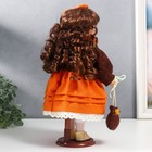 Кукла коллекционная керамика "Василиса в ярко-оранжевом платье, с рюшами, с сумочкой" 30 см - Фото 6