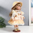Кукла коллекционная керамика "Алиса в жёлтом платье с цветами, в соломенной шляпке" 30 см - фото 3875229