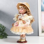 Кукла коллекционная керамика "Алиса в жёлтом платье с цветами, в соломенной шляпке" 30 см - фото 6620184