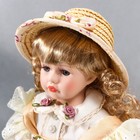 Кукла коллекционная керамика "Алиса в жёлтом платье с цветами, в соломенной шляпке" 30 см - Фото 4