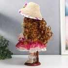 Кукла коллекционная керамика "Женечка в платье с цветами, в соломенной шляпке" 30 см - фото 3875243