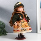 Кукла коллекционная керамика "Алёна в платье с цветами, в зелёной шапке и джемпере" 30 см - Фото 2