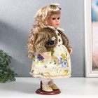 Кукла коллекционная керамика "Танечка в платье с цветами, в бежевом джемпере" 30 см - фото 6620207