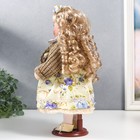 Кукла коллекционная керамика "Танечка в платье с цветами, в бежевом джемпере" 30 см - фото 6620209