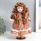 Кукла коллекционная керамика "Тося в платье с мелкими цветочками, с бантом в волосах" 30 см   758617 - фото 318916488