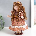 Кукла коллекционная керамика "Тося в платье с мелкими цветочками, с бантом в волосах" 30 см   758617 - фото 6620215