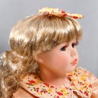 Кукла коллекционная керамика "Тося в кремовом платье с цветочками, с бантом в волосах" 30 см   75861 - фото 6620222