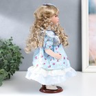 Кукла коллекционная керамика "Тося в голубом платье с цветочками, с бантом в волосах" 30 см   758617 - фото 6620224