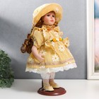 Кукла коллекционная керамика "Маша в жёлтом платье в клетку с ромашками, в шляпке" 30 см - Фото 2