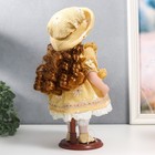 Кукла коллекционная керамика "Маша в жёлтом платье в клетку с ромашками, в шляпке" 30 см - фото 6620242