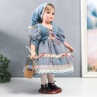 Кукла коллекционная керамика "Катя в голубом платье с завязками, в косынке" 40 см - Фото 2