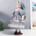 Кукла коллекционная керамика "Катя в голубом платье с завязками, в косынке" 40 см - Фото 3