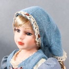 Кукла коллекционная керамика "Катя в голубом платье с завязками, в косынке" 40 см - Фото 6