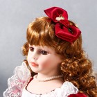 Кукла коллекционная керамика "Наташа в бордовом платье с рюшами, с бантом в волосах" 40 см - Фото 6
